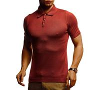 Leif Nelson Men's Basic Polo Shirts Summer T-Shirt Polo Shirts Slim Fit Fine Knit Cool White Black Men Polo Shirts Boys Short-Sleeved Shirt LN7400 - Red - Large