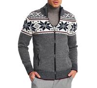 Leif Nelson Men's Cardigan with Zip - Norwegian Style, Men's Winter Jacket with Stand-Up Collar - Warm and Comfortable, Ideal for Autumn and Winter, charcoal, XXL