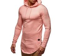Leif Nelson Mens Hoodie Pullover Hood Sweater Sweatshirt LN-6369 Salmon Pink Small