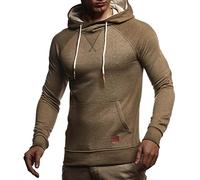 Leif Nelson Mens Hoodie Pullover Hood Sweater Sweatshirt LN-8125 Khaki XX-Large