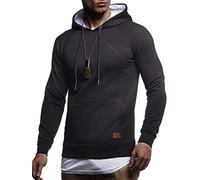Leif Nelson Mens Hoodie Pullover Hood Sweater Sweatshirt LN-8153 Black Medium