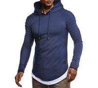 Leif Nelson Mens Hoodie Pullover Hood Sweater Sweatshirt LN-8155 Dark Blue XX-Large