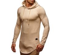 Leif Nelson Men's Hoodie Slim Fit Cotton Content Modern White Men's Hoodie Sweatshirt Pullover Long Sleeve Men's Black Pullover Shirt with Hood LN6365