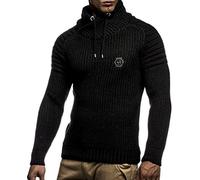 Leif Nelson Men's Knit Pullover with Shawl Collar/High-Quality Winter Pullover in Regular Fit, Ideal for Casual and Business Looks, Available in Various Sizes and Colors, Anthracite Black, M