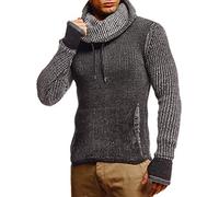 Leif Nelson Men's Knitted Pullover, Knitted Pullover with Shawl Collar, Modern Wool Pullover, Long Sleeve Sweatshirt, Slim Fit - xxl