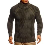 Leif Nelson Men's Knitted Pullover Turtleneck Slim Fit Winter Summer Modern Black Men Winter Sweater Sweatshirt Long Sleeve Shirt Men's Basic Hoodie Shirt LN5295, Khaki-Black, XL