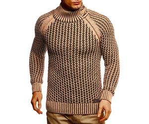 Leif Nelson Men's Knitted Pullover Turtleneck Slim Fit Winter Summer Modern Black Men Winter Sweater Sweatshirt Long Sleeve Shirt Men's Basic Hoodie Shirt LN5295, Brown ecru, S