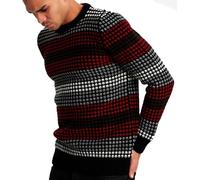Leif Nelson Men's Pullover Knit Sweater Chunky Knit Crew Neck LN-20760 Black XX-Large