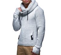 Leif Nelson Men's Pullover Knit Sweater Chunky Knit Shawl Collar LN-5060 Grey Small