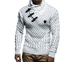 Leif Nelson Men's Pullover Knit Sweater Chunky Knit Shawl Collar LN-5255 Crude Grey XXX-Large