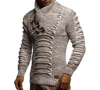 Leif Nelson Men's Pullover Knit Sweater Chunky Knit Shawl Collar LN-5575 Tan XX-Large