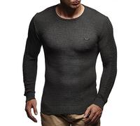Leif Nelson Men's Pullover Knit Sweater fine Knit Crew Neck LN-1545 Anthracite X-Large