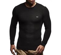 Leif Nelson Men's Pullover Knit Sweater fine Knit Crew Neck LN-1545 Black Large
