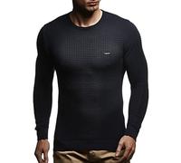Leif Nelson Men's Pullover Knit Sweater fine Knit Crew Neck LN-1545 Blue X-Large