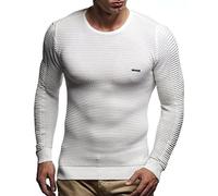 Leif Nelson Men's Pullover Knit Sweater fine Knit Crew Neck LN-1545 Ecru Large