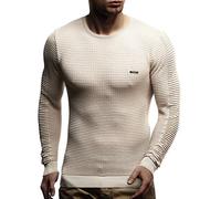 Leif Nelson Men's Pullover Knit Sweater fine Knit Crew Neck LN-1545 Light Beige X-Large