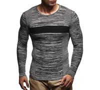 Leif Nelson Men's Pullover Knit Sweater fine Knit Crew Neck LN-1600 Black-Ecru XX-Large