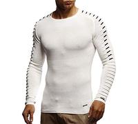 Leif Nelson Men's Pullover Knit Sweater fine Knit Crew Neck LN-1780 Black Ecru XX-Large