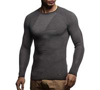 Leif Nelson Men's Pullover Knit Sweater fine Knit Crew Neck LN-1840 Anthracite XX-Large