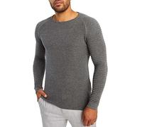 Leif Nelson Men's Pullover Knit Sweater fine Knit Crew Neck LN-20729 Anthracite X-Large