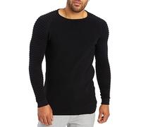 Leif Nelson Men's Pullover Knit Sweater fine Knit Crew Neck LN-20729 Black XX-Large