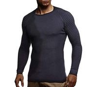 Leif Nelson Men's Pullover Knit Sweater fine Knit Crew Neck LN-20729 Dark Blue X-Large