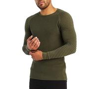 Leif Nelson Men's Pullover Knit Sweater fine Knit Crew Neck LN-20729 Khaki X-Large