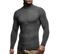 Leif Nelson Men's Pullover Knit Sweater fine Knit Turtleneck LN-1670 Anthracite XX-Large