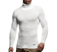 Leif Nelson Men's Pullover Knit Sweater fine Knit Turtleneck LN-1670 Ecru X-Large