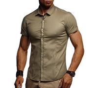 Leif Nelson Men's Short-Sleeved Shirt LN-3520 Khaki XX-Large