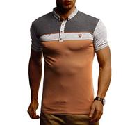 Leif Nelson Men's Summer T-Shirt Polo Collar Slim Fit Cotton Content Basic Black Men's Polo Shirts Long Sleeve Sweatshirt Short Sleeve White Short Sleeve Shirts Long LN1420, grey melange, M