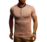 Leif Nelson Men's Summer T-Shirt Polo Collar Slim Fit Cotton Content Basic Black Men's Polo Shirts Long Sleeve Sweatshirt Short Sleeve White Short Sleeve Shirts Long LN1310, Camel Melange, XL
