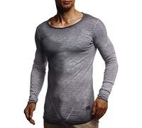 Leif Nelson Men's Sweater Long Sleeve Crew Neck Sweatshirt LN-6302 Washed Anthracite XX-Large
