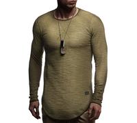 Leif Nelson Men's Sweater Long Sleeve Crew Neck Sweatshirt LN-8133 Khaki X-Large