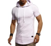 Leif Nelson Mens T-Shirt Hooded Sweatshirt LN-8317 Violet Medium