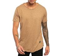 Leif Nelson Men's T-Shirt Round Neck Collar LN-6281 Beige Small