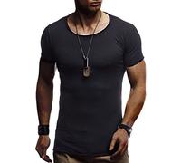 Leif Nelson Men's T-Shirt Round Neck Collar LN-6281 Black Small