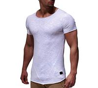 Leif Nelson Men's T-Shirt Round Neck Collar LN-6281 White Medium