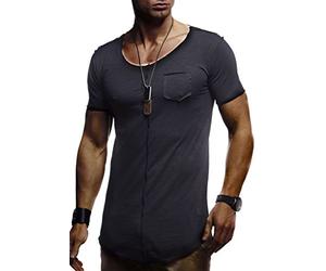 Leif Nelson Men's T-Shirt Round Neck Collar LN-6288 Black Small