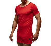 Leif Nelson Men's T-Shirt Round Neck Collar LN-6336 Red X-Large