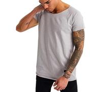 Leif Nelson Men's T-Shirt Round Neck Collar LN-6340 Grey Large
