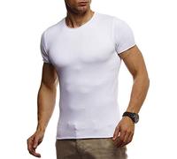 Leif Nelson Men's T-Shirt Round Neck Collar LN-7320 White XX-Large