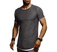 Leif Nelson Men's T-Shirt Round Neck Collar LN-8223 Anthracite X-Large