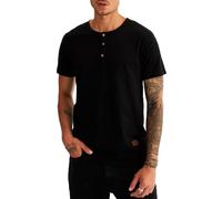 Leif Nelson Men's T-Shirt Round Neck Collar LN-8280 Black XX-Large