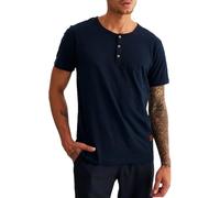 Leif Nelson Men's T-Shirt Round Neck Collar LN-8280 Dark Blue X-Large