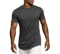 Leif Nelson Men's T-Shirt Round Neck Collar LN-8281 Anthracite Medium