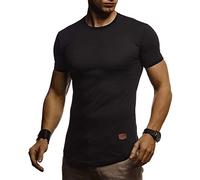 Leif Nelson Men's T-Shirt Round Neck Collar LN-8294 Black Small