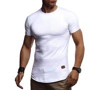Leif Nelson Men's T-Shirt Round Neck Collar LN-8294 White