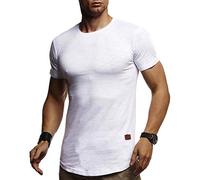 Leif Nelson Men's T-Shirt Round Neck Collar LN-8331 White X-Large