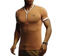 Leif Nelson Summer T-Shirt Men's V-Neck Cool T-Shirts Long V-Neck Cotton Casual Basic Shirts Men Short Sleeve, camel, XL